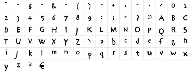 1 Regular  glyph index