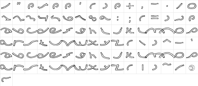 Music DBZ Regular  glyph index