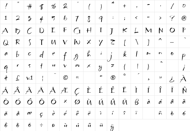 McBooHmk Regular  glyph index