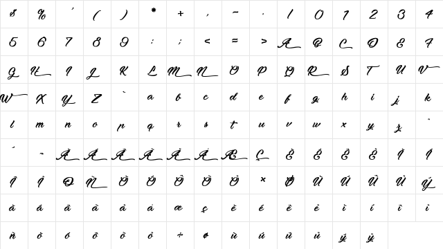 Moonlights on the Beach Regular  glyph index