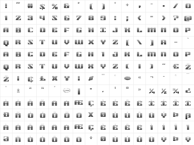 21 Gun Salute Gradient Regular  glyph index