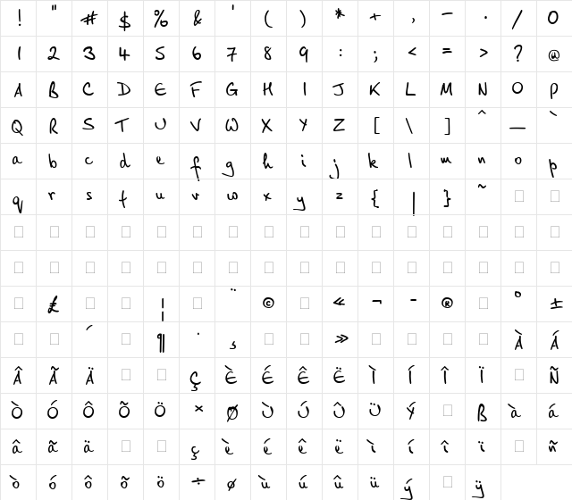 PT Script  Breeze Regular  glyph index