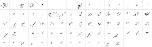 Judy Script  glyph index