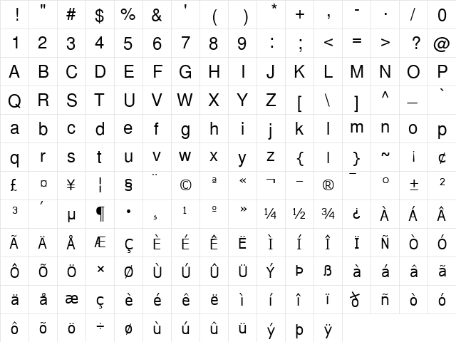 Khmer OS Muol Light Regular  glyph index