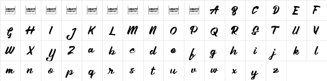 Aleena (demo) Regular  glyph index