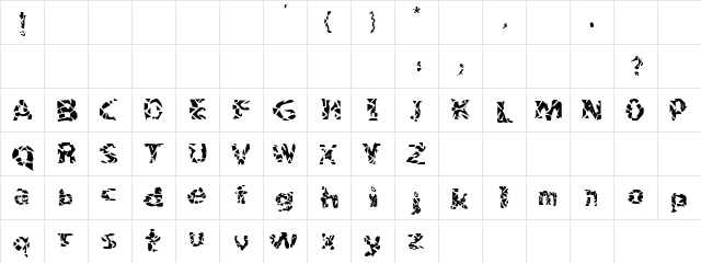 Sliced Mangoos Regular  glyph index
