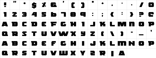 Rogue Hero Expanded Expanded  glyph index