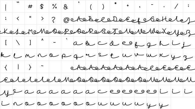 Skywave Free Regular  glyph index