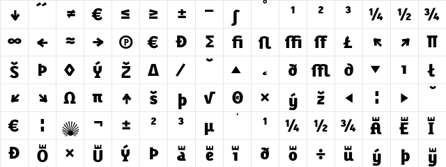 KarbidDisplay ExtraBoldExpert  glyph index