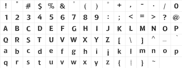 Treacyfaces College Shatter Medium  glyph index