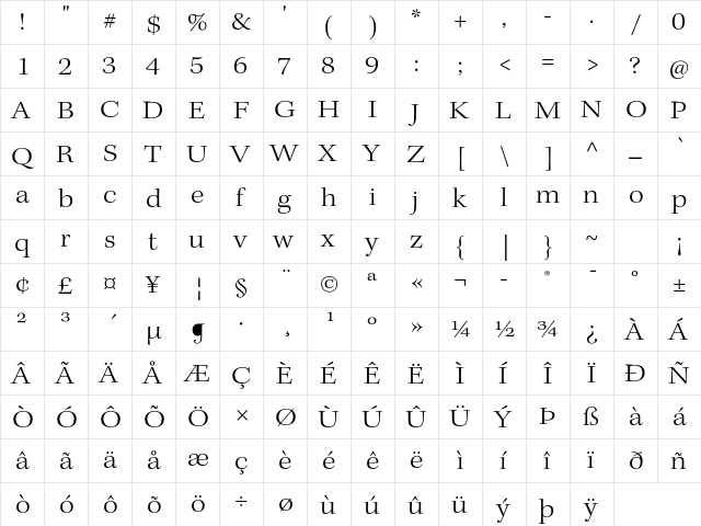 Kepler Std Light Extended Subhead  glyph index