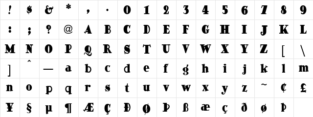 Ding-DongDaddyO Regular  glyph index