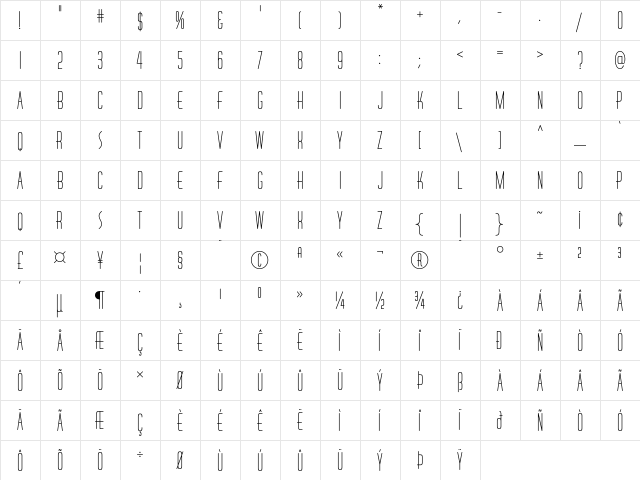HuxleyVertICG Alt  glyph index