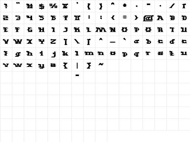 STARGAZER Bold  glyph index