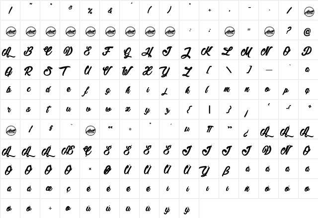 Litchis on Velvet_PersonalUseOnly Regular  glyph index