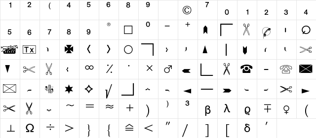 Commercial Pi One BQ Regular  glyph index