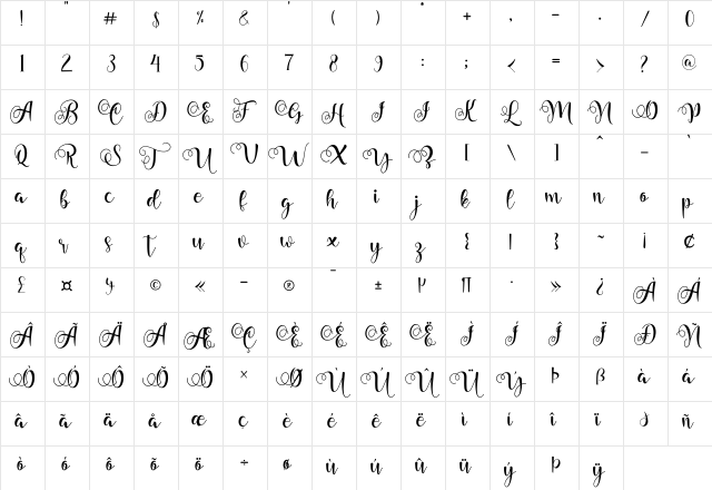 belladeya Regular  glyph index