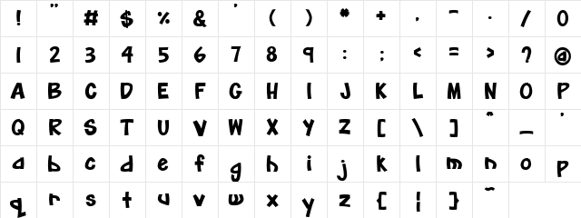 PC Big Stick Regular  glyph index