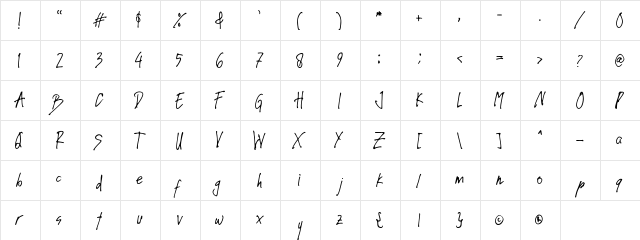 Shady Butter Regular  glyph index