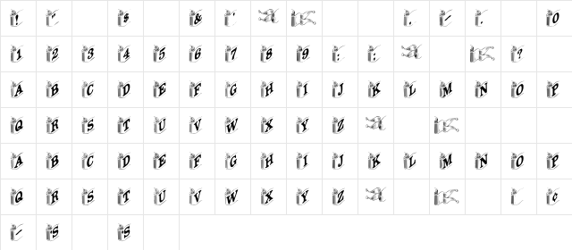 Davys-Ribbons Regular  glyph index