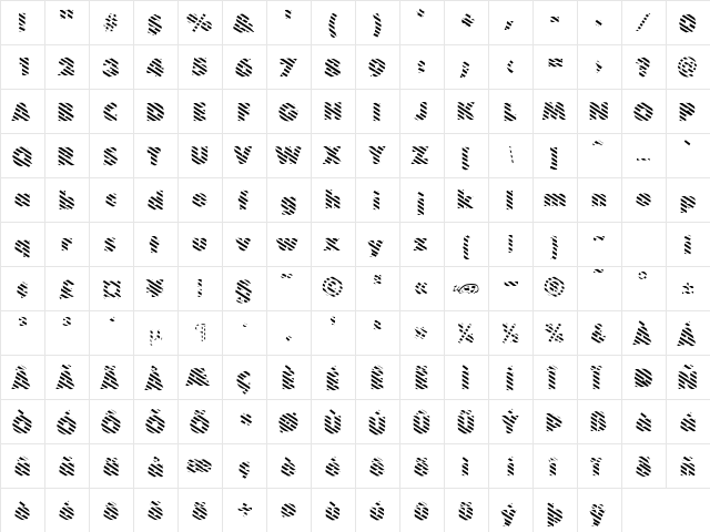 BarberPole Regular  glyph index