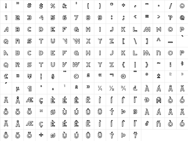 NewtronICG Medium  glyph index