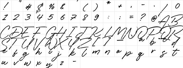 Caliway Regular  glyph index