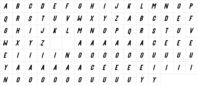 Buffalord Demo Italic  glyph index