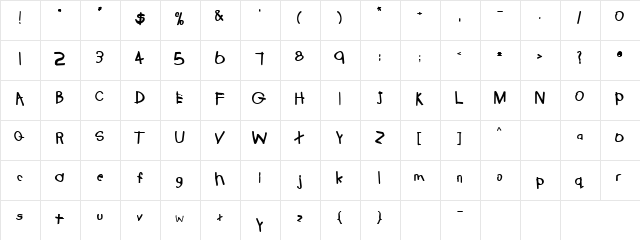 TRIONAB Regular  glyph index
