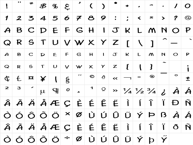 Chasm Extended Normal  glyph index