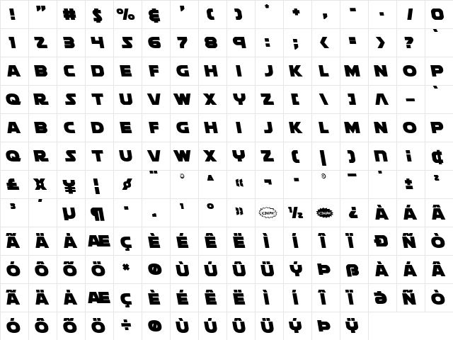 Soloist Leftalic Italic  glyph index