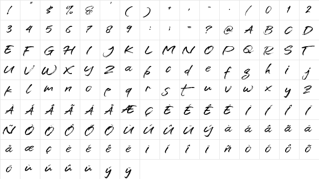 Sentury Regular  glyph index
