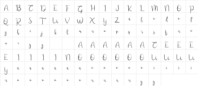 Hilliard Demo Regular  glyph index