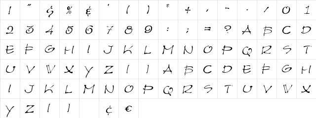Architect LightOblique  glyph index