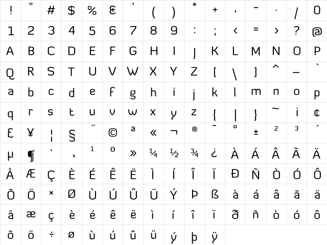 Diavlo Book  glyph index