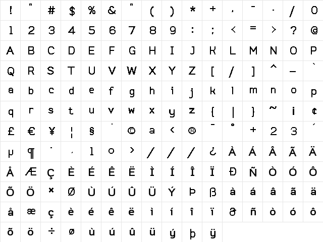 Do Gothic Bold  glyph index