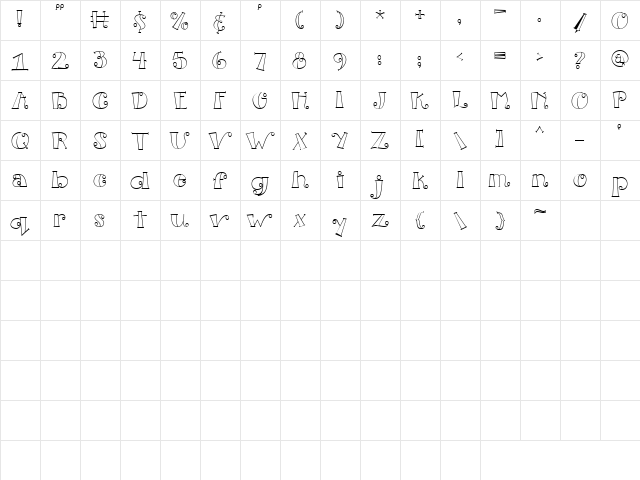 CK Gala Regular  glyph index