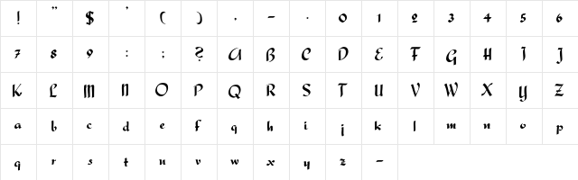 CallifontsB17PostScript Regular  glyph index