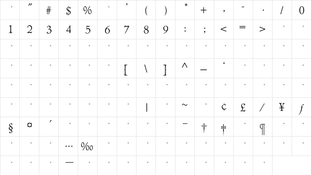 TCAdministerLightTab Regular  glyph index
