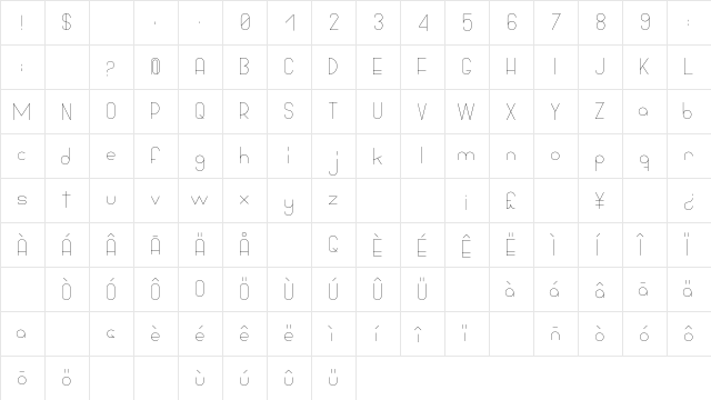 Bowhouse Light  glyph index