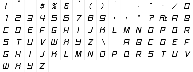 Burger Joint Neon Light It. JL Regular  glyph index