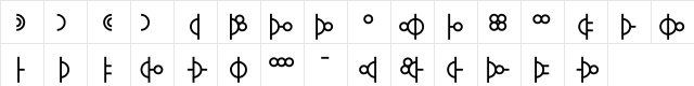 Morse01 Regular  glyph index
