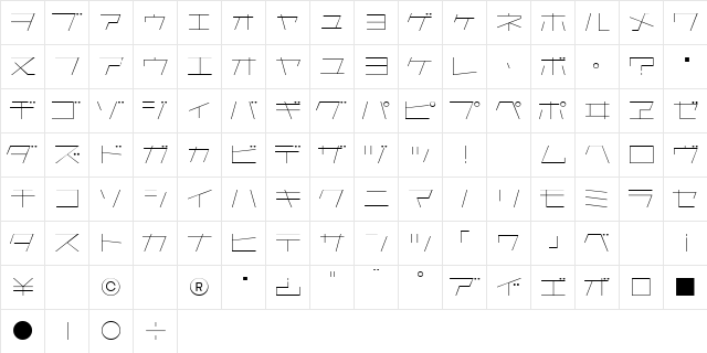 AstraKfsb07LightT Regular  glyph index