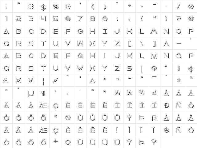 Earth Orbiter 3D Regular  glyph index