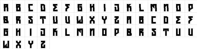 H74 Mayhem Black Regular  glyph index