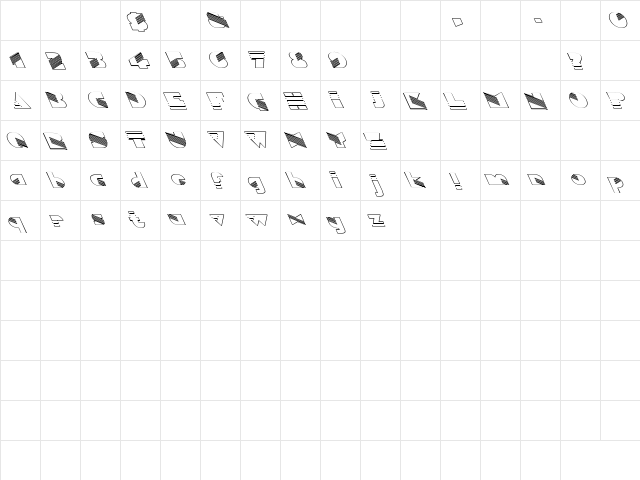 Sinaloa Hollow Extreme Leftie Regular  glyph index