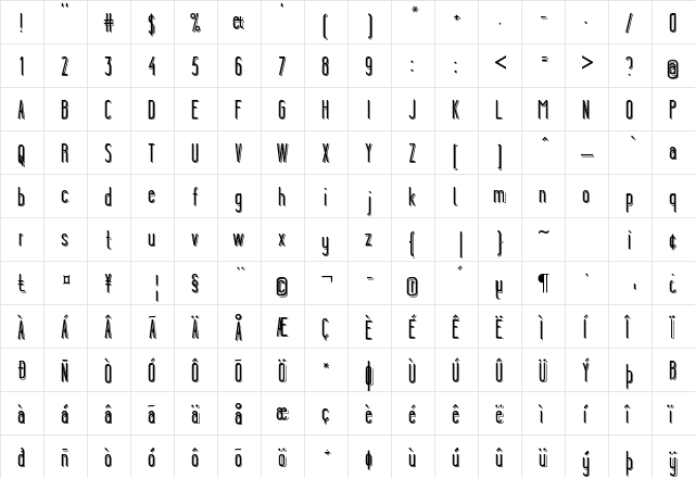 Ygraine Shadow  glyph index