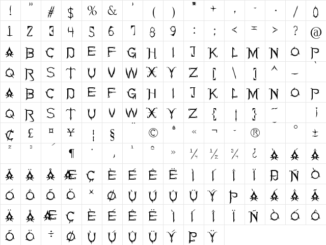 Soul Of Holitter Regular  glyph index