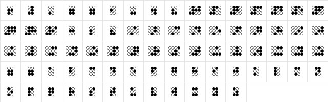 braille bold Regular  glyph index