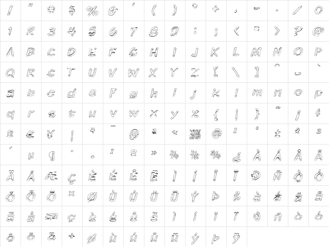 Komika Sketch Regular  glyph index